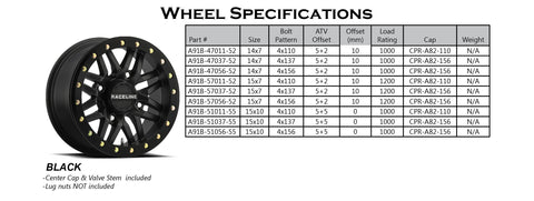 Raceline A91B Ryno UTV Wheel Black